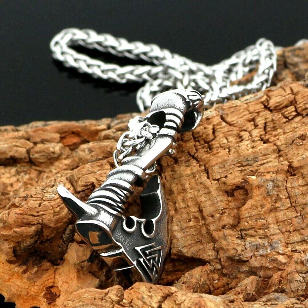 Valknut Viking Axe Necklace- Silver