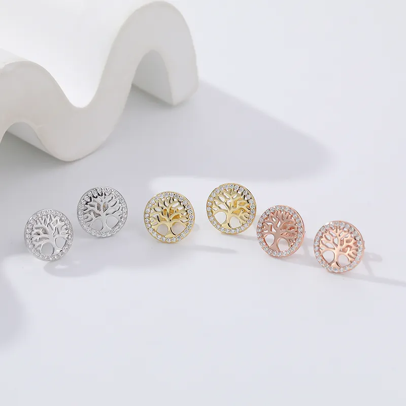 S925 Tree Of Life Stud Earrings