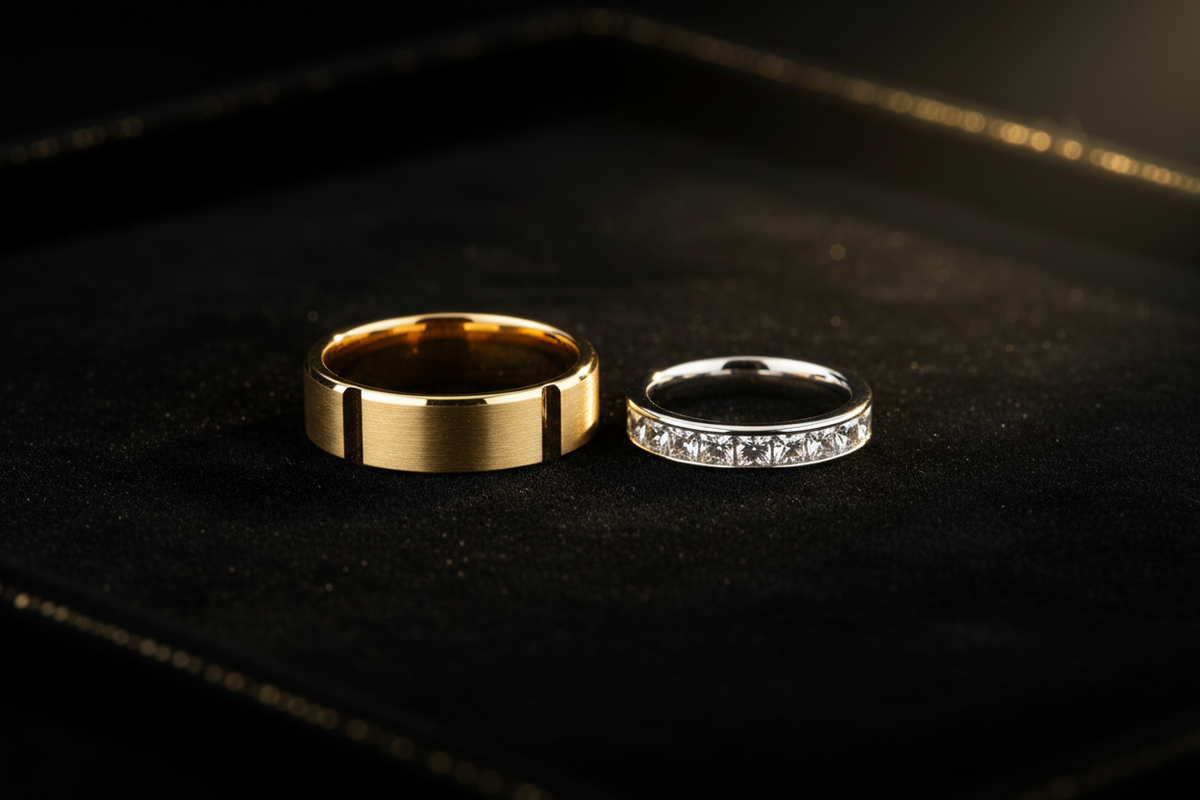Wedding rings South Africa — moissanite engagement rings and tungsten wedding bands — Dhia Jewellery