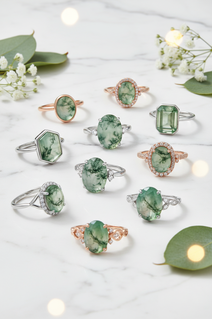 Dhia Jewellery Moss Agate Jewellery
