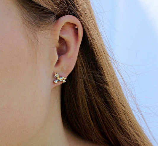 S925 and 18ct Gold Vermeil Unicorn Ear Studs