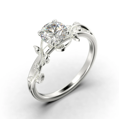 Moissanite 2ct Leaf Ring + 1.6ct Round 4 Prong Solitaire Pendant