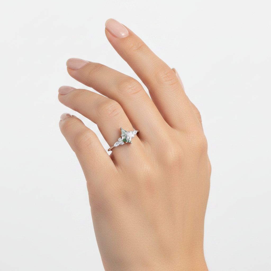 45 degree angled on finger