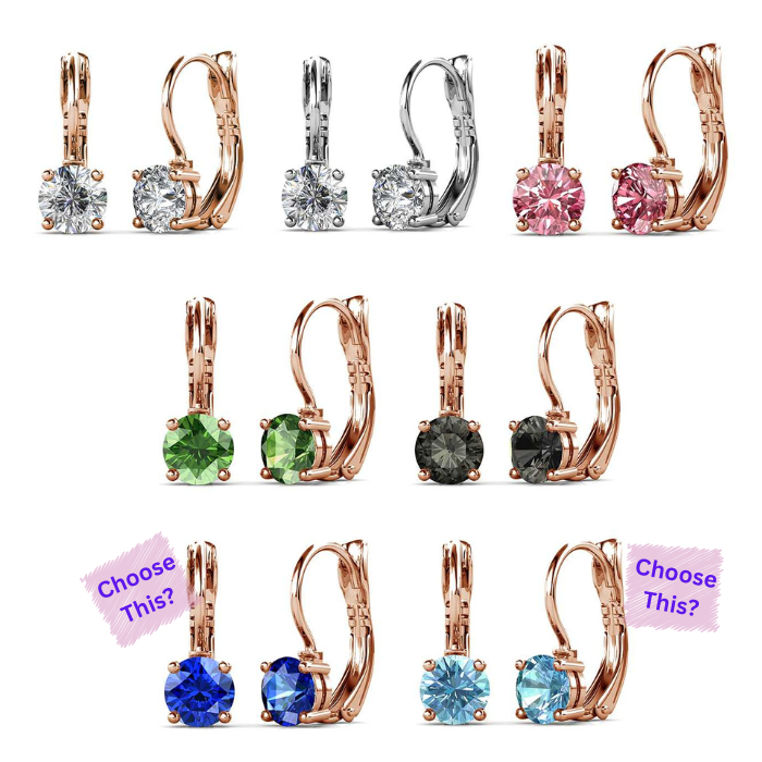 Dhia Elegant Drop Earrings 5 Set + 1 FREE – Embellished with Swarovski® Crystals