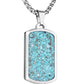 Stainless Steel Gemstone Dog Tag Necklace - Green Turquoise