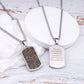 Stainless Steel Gemstone Dog Tag Necklace - Tigers Eye