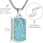 Stainless Steel Gemstone Dog Tag Necklace - Green Turquoise