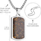 Stainless Steel Gemstone Dog Tag Necklace - Tigers Eye