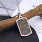 Stainless Steel Gemstone Dog Tag Necklace - Tigers Eye