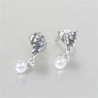S925 Angel Wings Pearl Drop Earrings