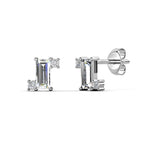 Baguette Stud 18K White Gold Plated Earrings Embellished with Swarovski® Crystals