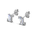 Baguette Stud 18K White Gold Plated Earrings Embellished with Swarovski® Crystals