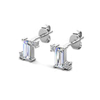 Baguette Stud 18K White Gold Plated Earrings Embellished with Swarovski® Crystals