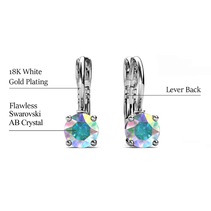Elegant AB Crystal - White Gold Plated Earrings– Embellished with Swarovski® Crystals