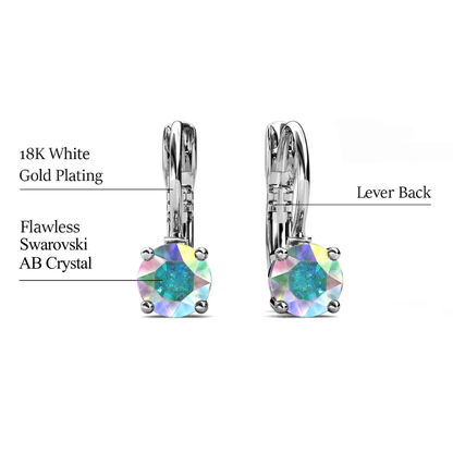 Elegant AB Crystal - White Gold Plated Earrings– Embellished with Swarovski® Crystals