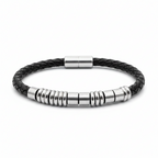 Men's Morse Code Leather Bracelet "Best Dad" Hidden Message