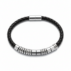 Men's Morse Code Leather Bracelet "Best Dad" Hidden Message