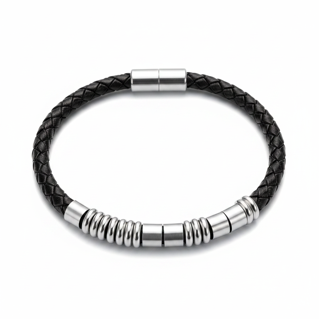 Men's Morse Code Leather Bracelet "Best Dad" Hidden Message
