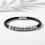 Men's Morse Code Leather Bracelet "Best Dad" Hidden Message