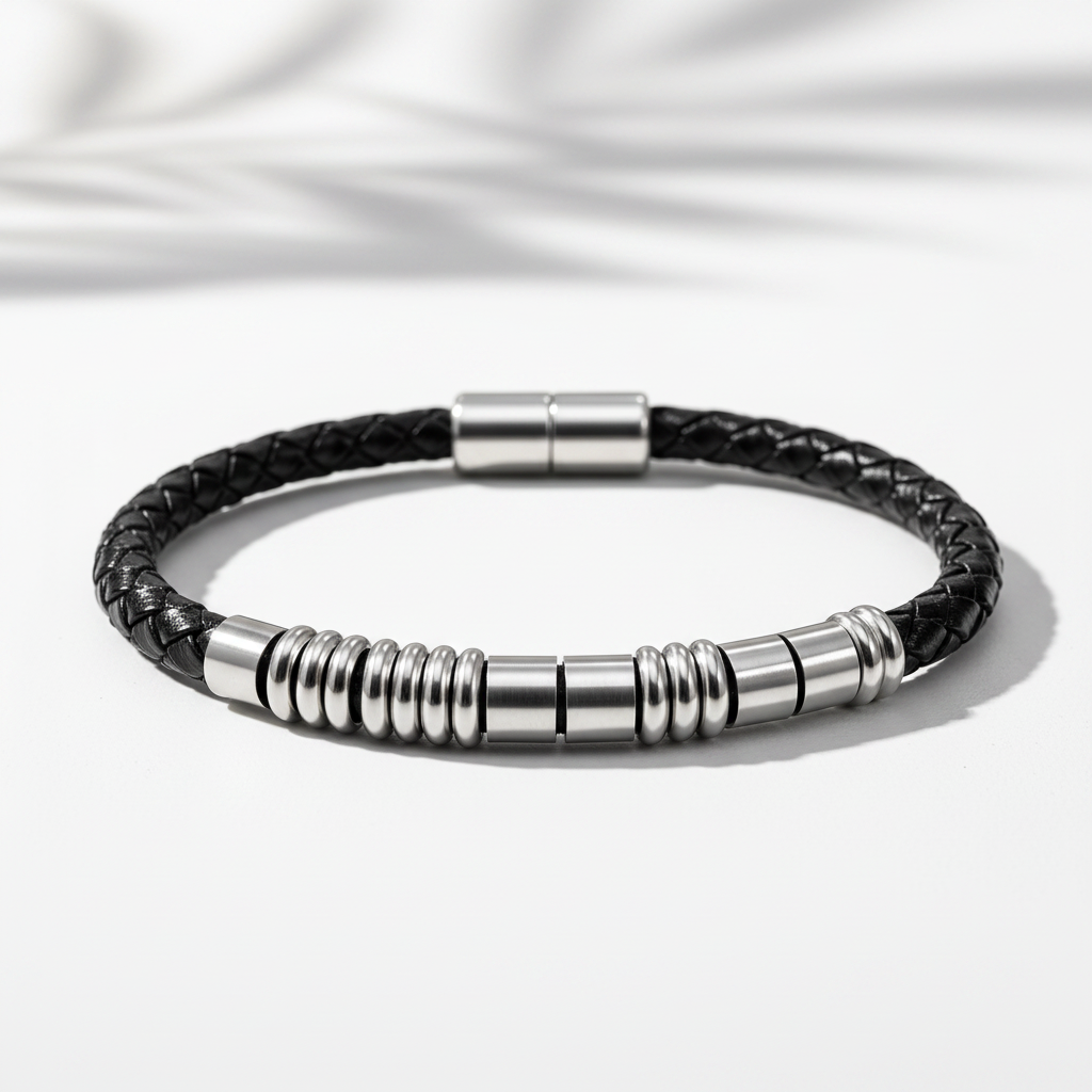 Men's Morse Code Leather Bracelet "Best Dad" Hidden Message