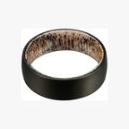 Black Tungsten Carbide Ring with Antler Inner Lining – 8MM Men’s Wedding Band, Comfort Fit, Scratch-Resistant