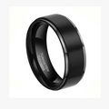 Black Beveled Edge Tungsten Carbide Ring – 8MM Men’s Wedding Band, Scratch-Resistant Comfort Fit