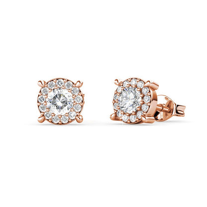 Halo Rose Gold Stud Earrings – Embellished with Swarovski® Crystals | 925 Sterling Silver