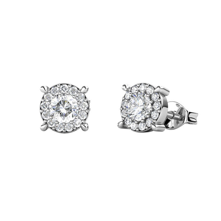 Halo Stud Earrings – Embellished with Swarovski® Crystals | 925 Sterling Silver