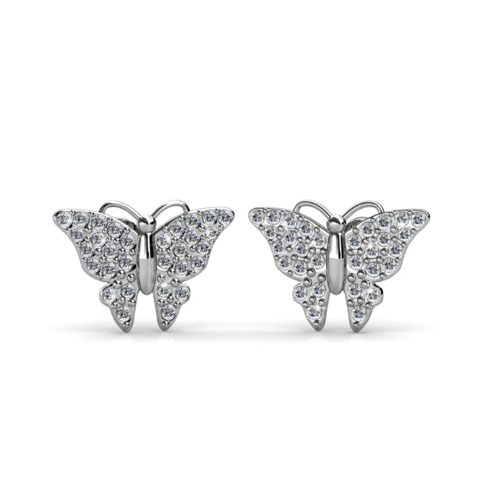 Butterfly Necklace & Earrings Set – 18K White Gold Plated with Swarovski® Crystals