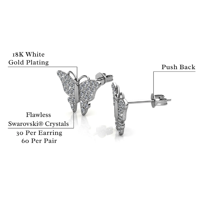 Butterfly Necklace & Earrings Set – 18K White Gold Plated with Swarovski® Crystals