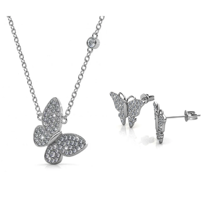 Butterfly Necklace & Earrings Set – 18K White Gold Plated with Swarovski® Crystals