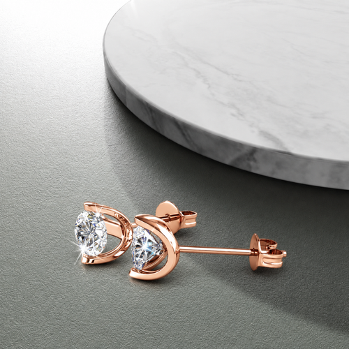 Bella Classic Stud Rose Gold Plated Earrings – Embellished with Swarovski® Crystals