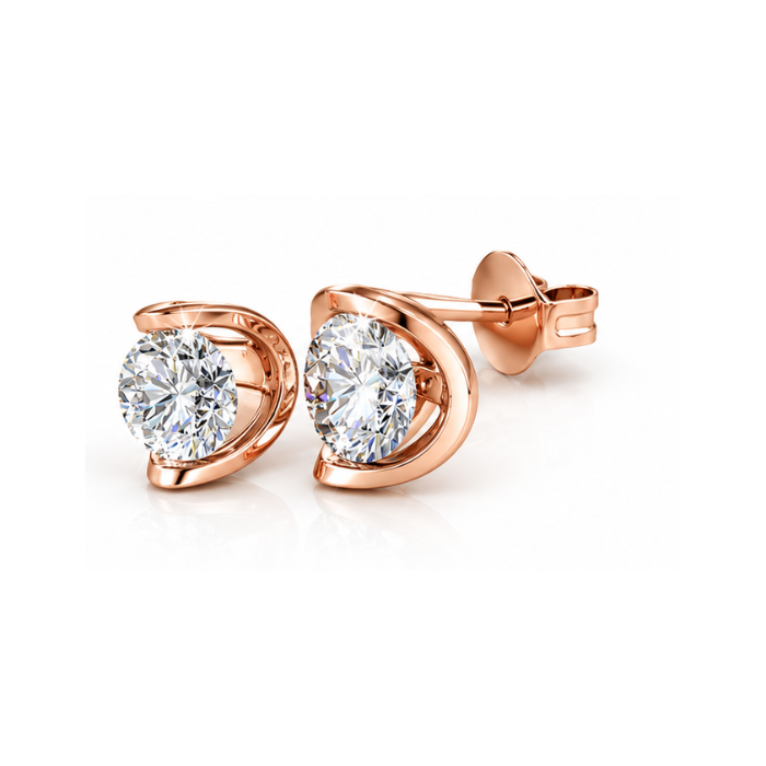 Bella Classic Stud Rose Gold Plated Earrings – Embellished with Swarovski® Crystals