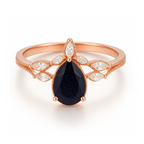 Pear Cut Blue Sandstone Engagement Ring Set