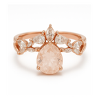 Pear Cut Moonstone Engagement Ring Set