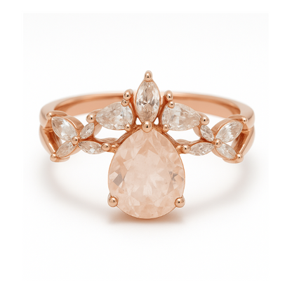 Pear Cut Moonstone Engagement Ring Set
