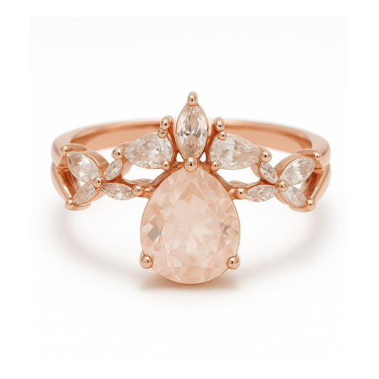 Pear Cut Moonstone Engagement Ring Set