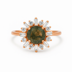 Halo Marquise Moss Agate Ring