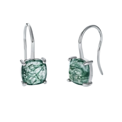 Dhia S925 Green Moss Agate Drop Earrings