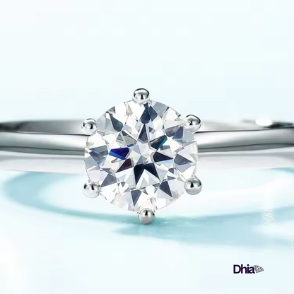 1.0ct S925 Moissanite Solitaire 6 Prong Ring