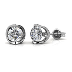 Bella Classic Stud White Gold Plated Earrings – Embellished with Swarovski® Crystals