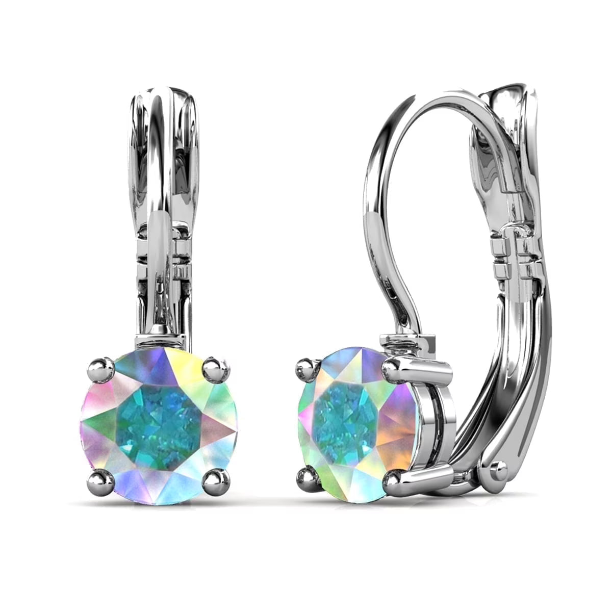 Elegant AB Crystal - White Gold Plated Earrings– Embellished with Swarovski® Crystals
