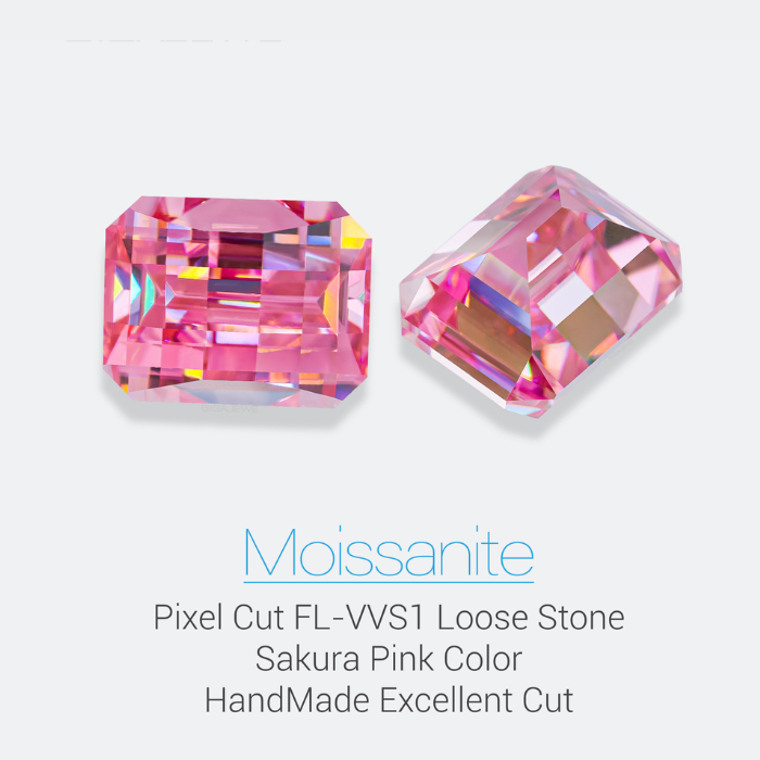 Moissanite - Sakura Pink Pixel Cut