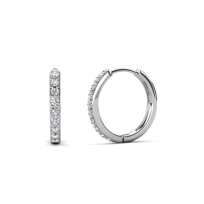 Mini Luxury Hoop White Gold Plated Earrings – Embellished with Swarovski® Crystals