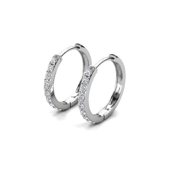 Mini Luxury Hoop White Gold Plated Earrings – Embellished with Swarovski® Crystals