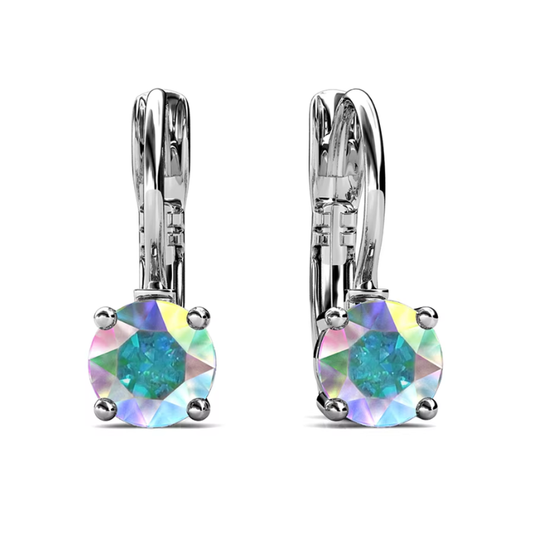Elegant Rainbow Quartz - White Gold Plated Earrings– Embellished with Swarovski® Crystals