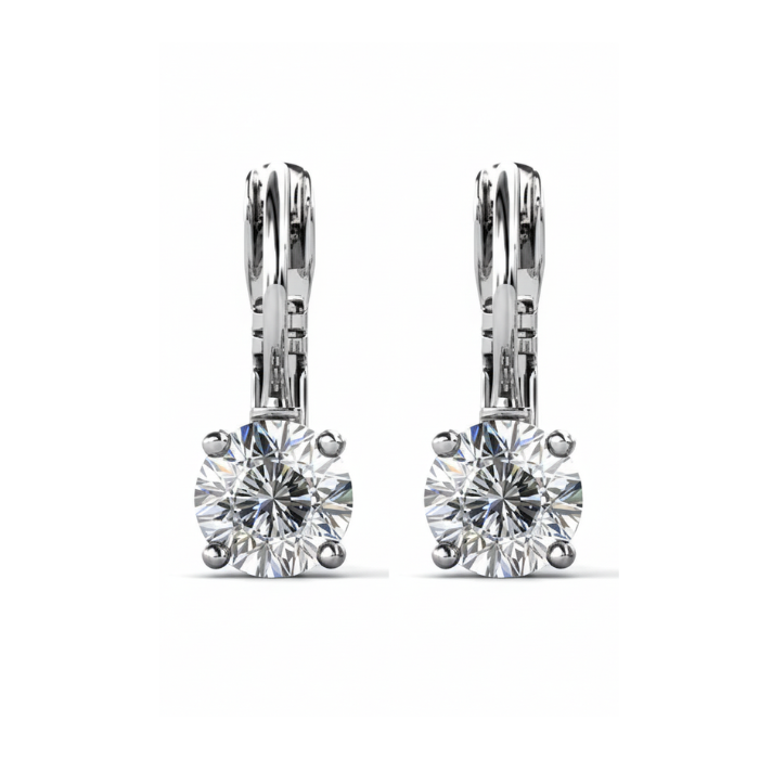 Dhia Elegant Brilliance- White Gold Plated Earrings– Embellished with Swarovski® Crystals