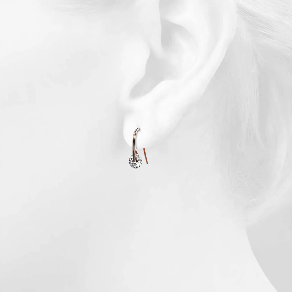 Elegant Hook Drop Rose Gold Plated Earrings Set embellished with Swarovski crystals