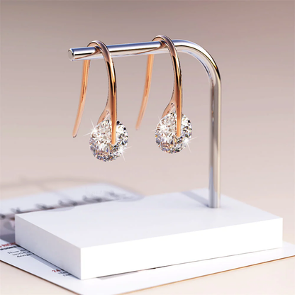 Elegant Hook Drop Rose Gold Plated Earrings Set embellished with Swarovski crystals