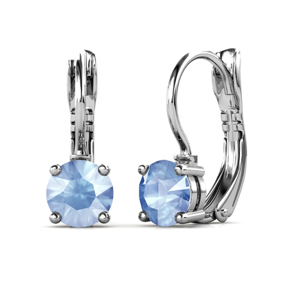 Elegant Opal White Gold Plated Earrings– Embellished with Swarovski® Crystals